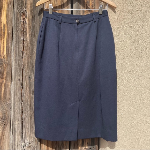 Ralph Lauren Navy Blue wool skirt Sz 12 made in USA 🇺🇸 - Picture 2 of 5